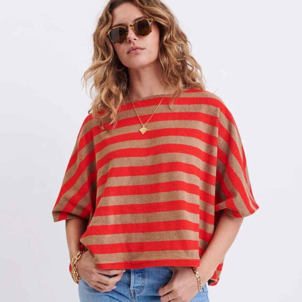 MerSea CAMEL/POPPY CAPTIVA TERRY SLOUCH TEE OS